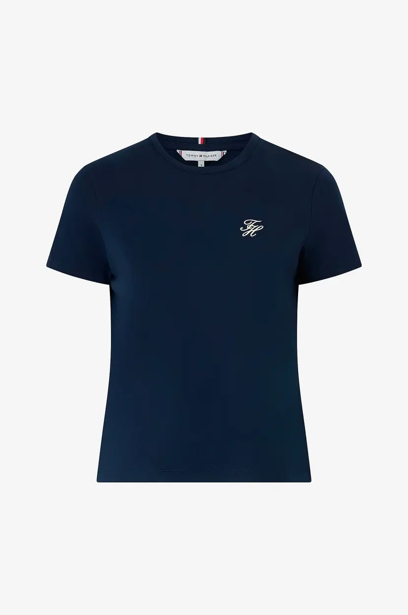 Tommy Hilfiger T-skjorte TH Script Reg C-nk SS Tee - Blå