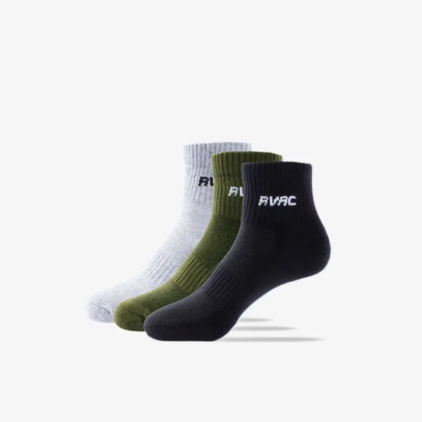 RevolutionRace 3-pack Core Ribbed Low Socks Unisex Grey Melange/Grape Leaf