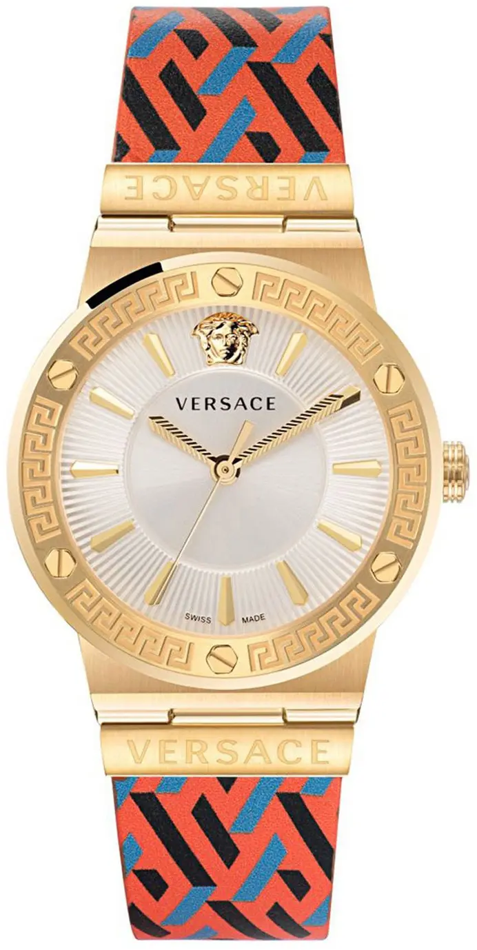 Versace Versace Dameklokke VEVH01521 Greca Logo Sølvfarget/Lær Ø38 mm