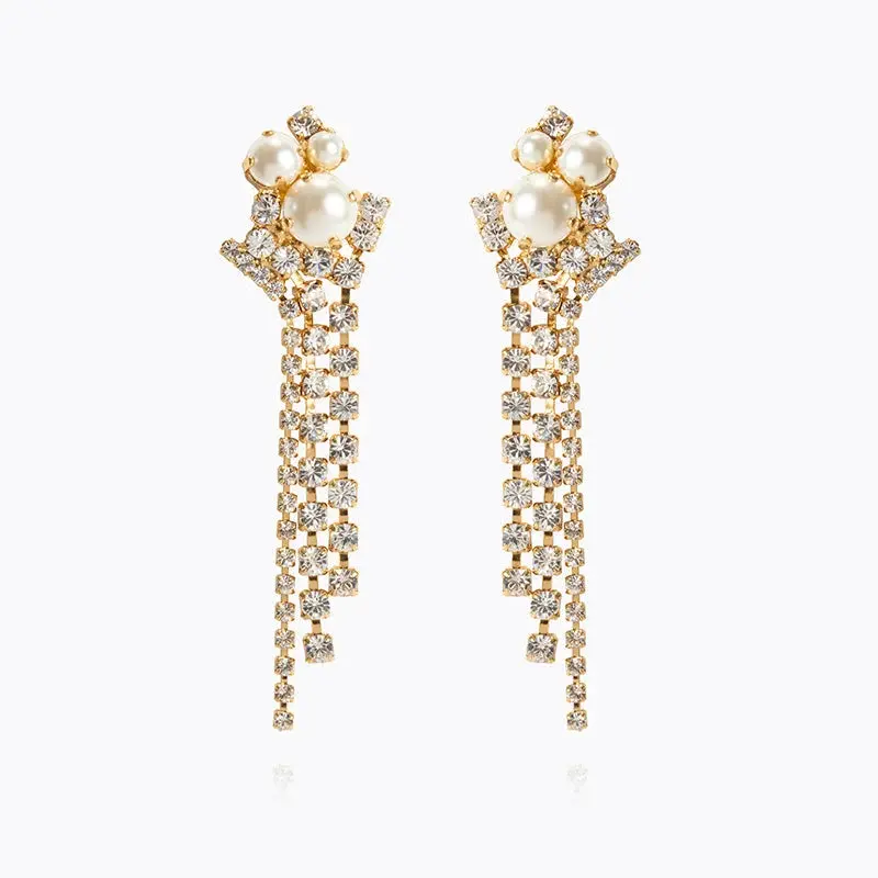 Caroline Svedbom Molly Statement Earrings Gold Pearl/Crystal