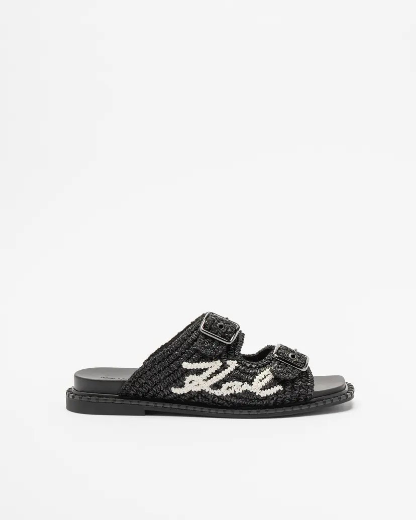 Karl Lagerfeld Karl Lagerfeld Kleo Double Strap Stitch Black Flat sandals