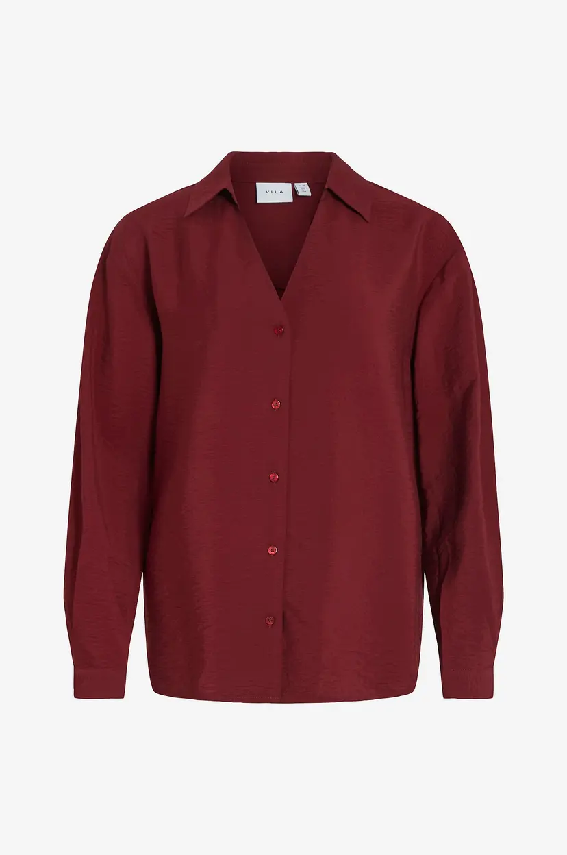 Vila Bluse viDomira V-neck L/S Shirt - Rød