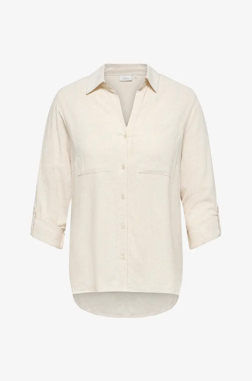 Only Carmakoma Skjorte carSiesta Yasmin LS LI BL - Beige