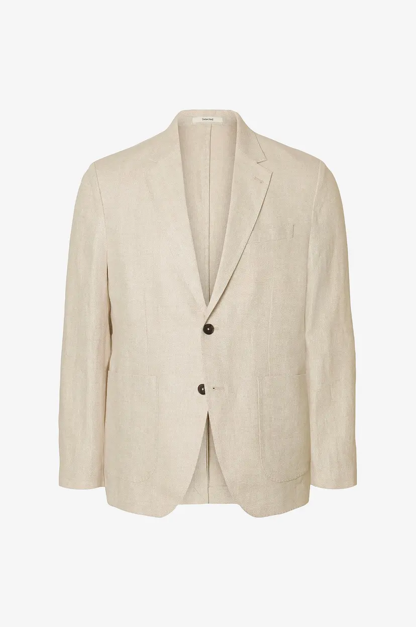 Selected Men Linblazer slhReg-Charles Linen Blz - Grå
