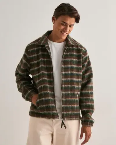 Woodbird Woodbird WBYouth Fuzzy Jacket Vårjakker Rutete/Stripete