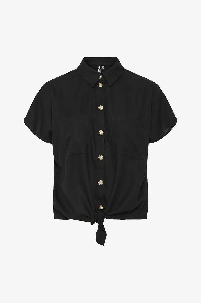 Pieces Skjorte pcPia SS Tie Shirt - Svart