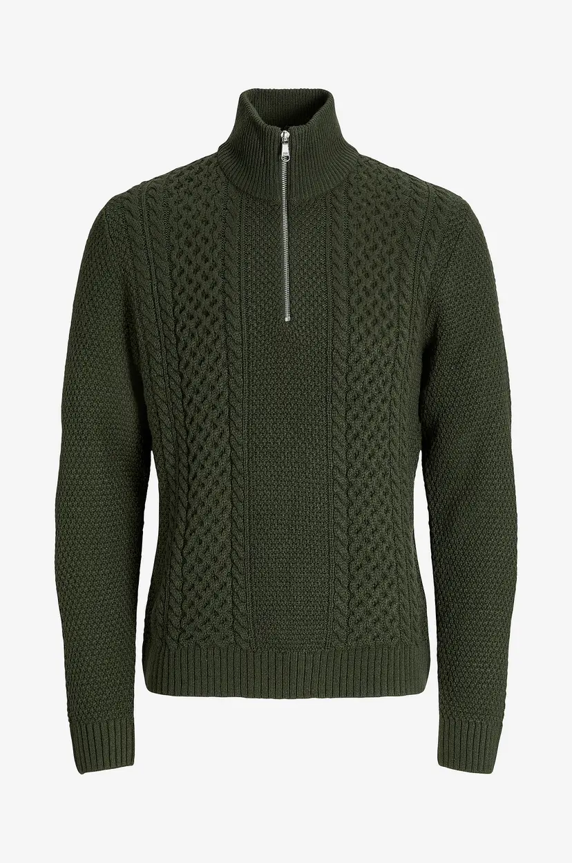Jack & Jones Pullover jjPaul Knit Half Zip - Grønn