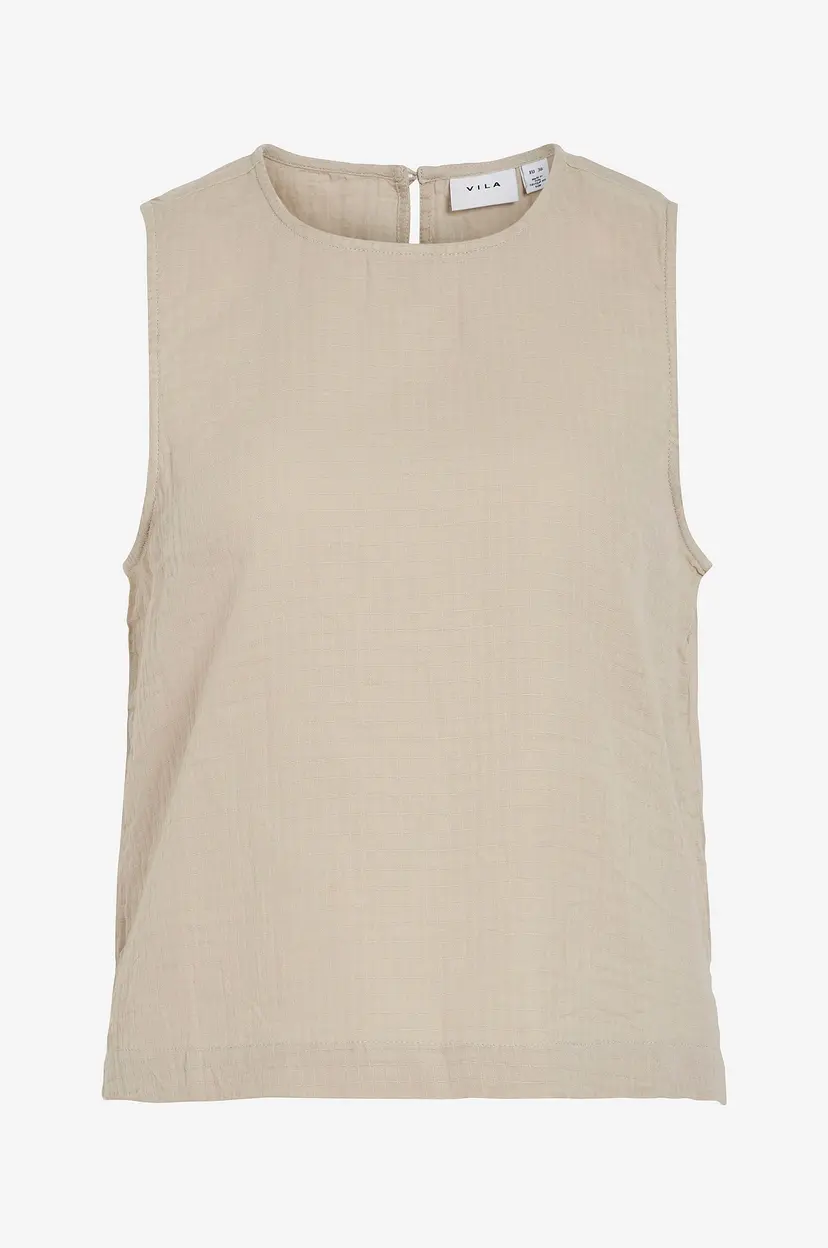 Vila Topp viLania O-neck S/LShort Top - Beige