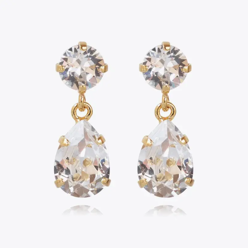 Caroline Svedbom Mini Drop Earrings Gold Crystal