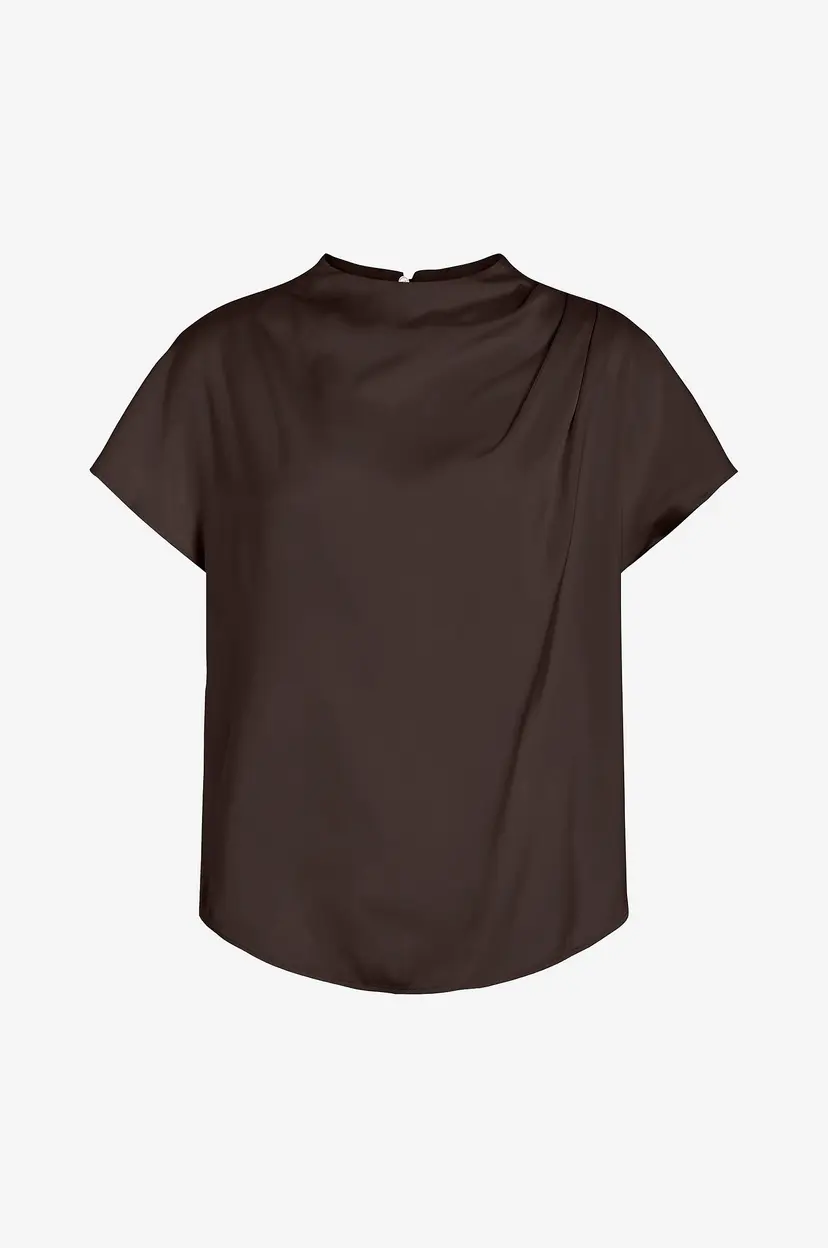 Vila Bluse viElmina Funnel Neck - Brun