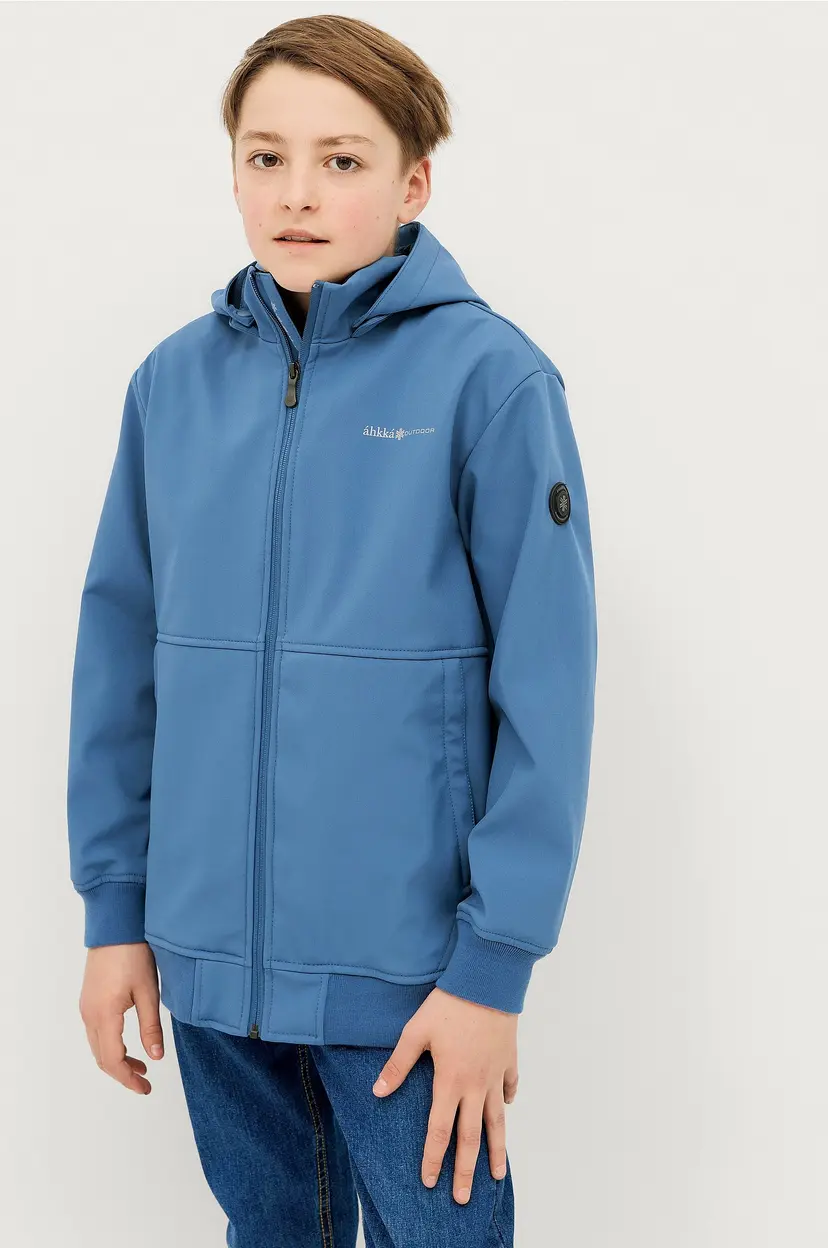 Áhkká Jakke Softshell Jacket Jr med innside i fleece - Blå