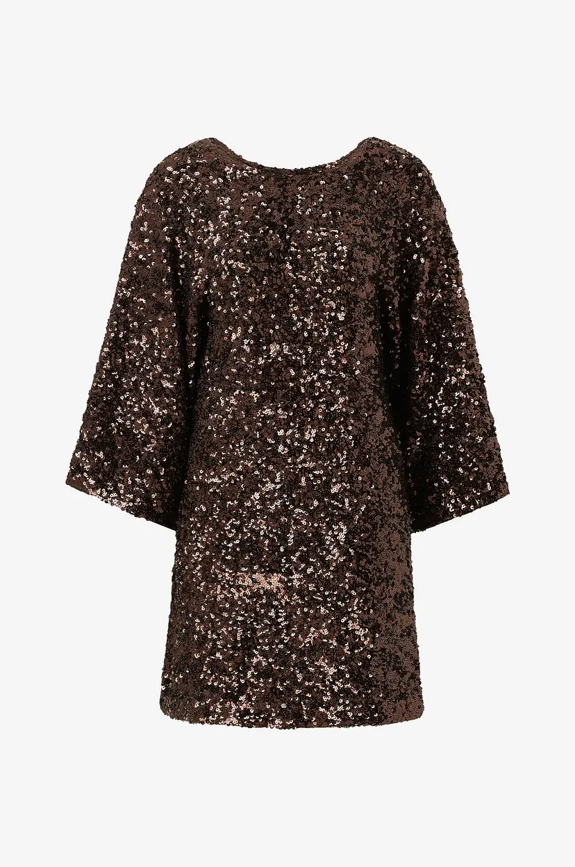 Selected Women Plajettkjole slfMallie SS Short Sequins Dress - Brun