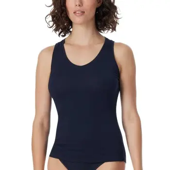 Schiesser Schiesser Fine Rib Top Mørkblå bomull 3XL Dame