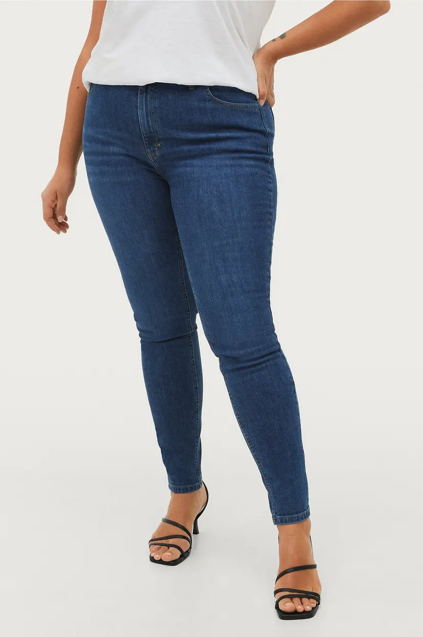 Ellos Plus collection Smale stretchjeans med høy midje - Blå