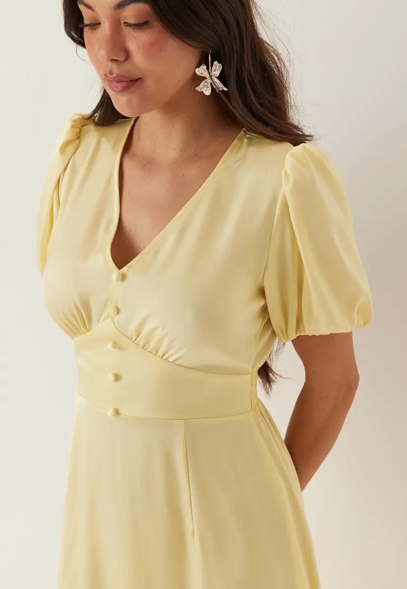 Bubbleroom Satin Short Sleeve Maxi Dress