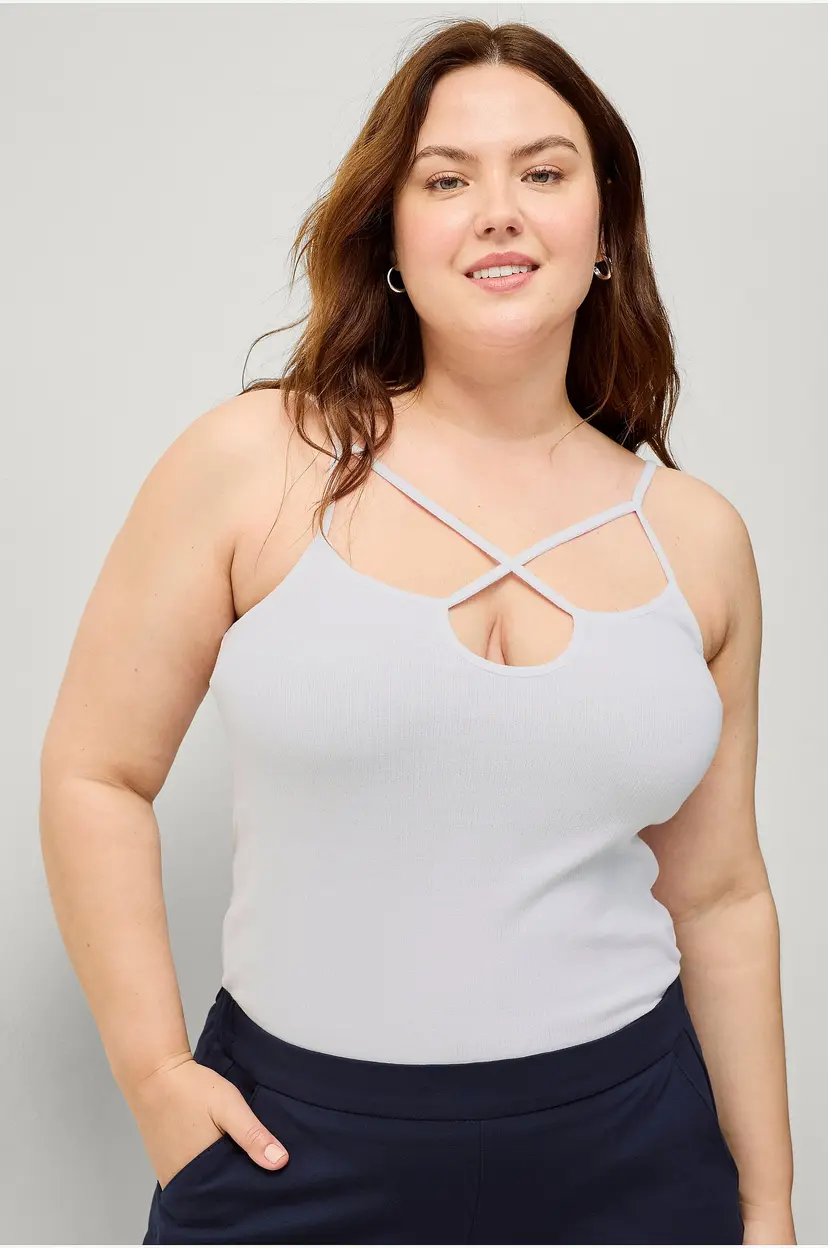 Zizzi Stroppetopp vIOliva S/L Top - Hvit