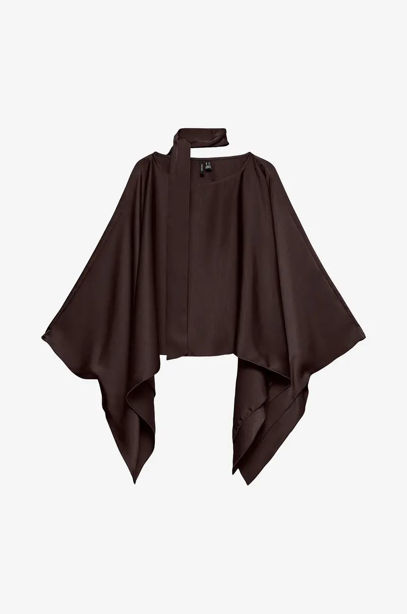 Vero Moda Curve Bluse Vmcmiro L/S Cape Scarf Top Wvn Cur - Brun