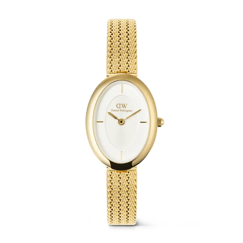 Daniel Wellington Gold 20x26mm Watch Juliette Braided Mesh White Sunray | DW
