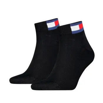 Tommy Hilfiger Tommy Men Uni Flag Quarter Sock Strømper 2P Svart Str 43/46