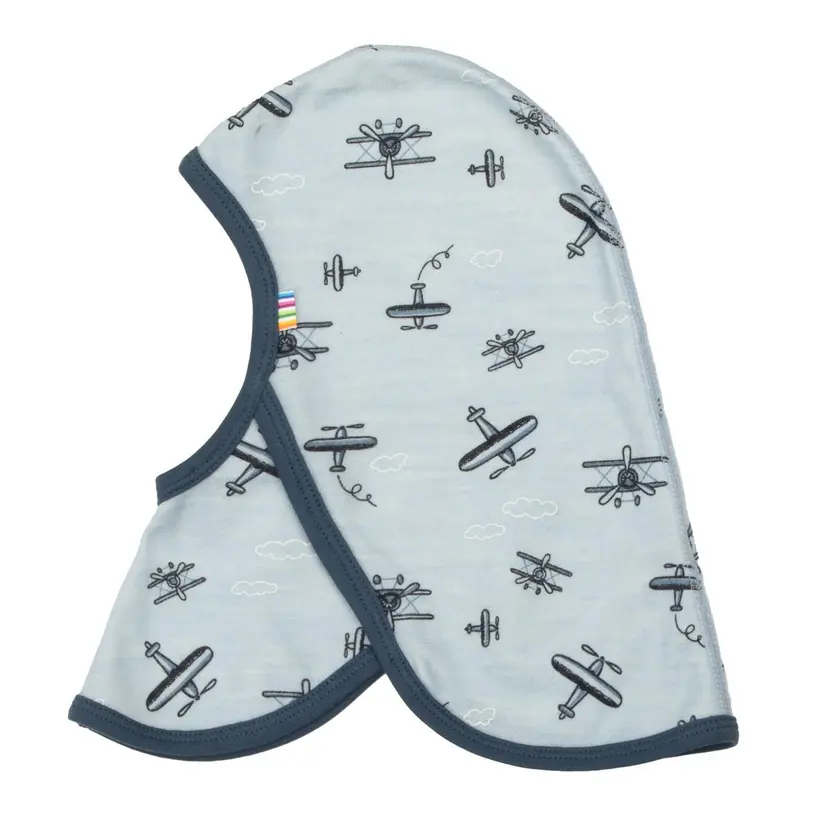 Joha Balaclava i ull/bambus "Propeller" AOP Blue