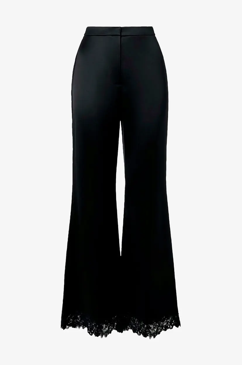 By Malina Bukser Marine Satin Lace Hem Trousers - Svart