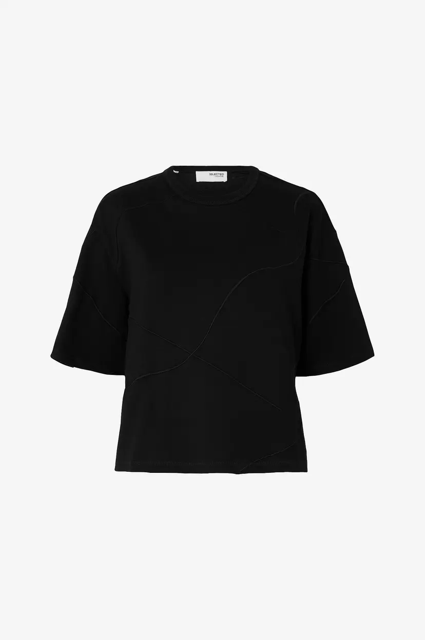 Selected Women T-skjorte slfPenny SS Embroidered Tee - Svart