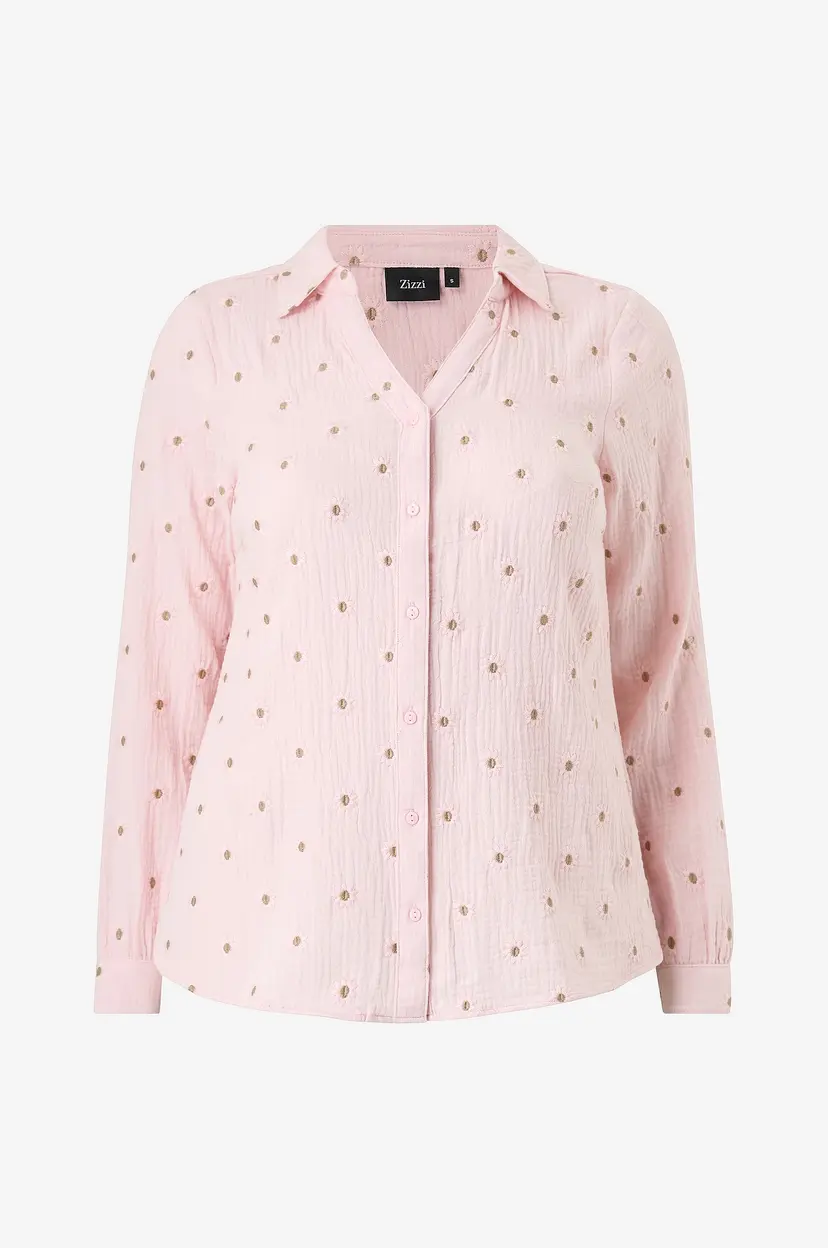 Zizzi Skjorte vvIva L/S Blouse - Rosa