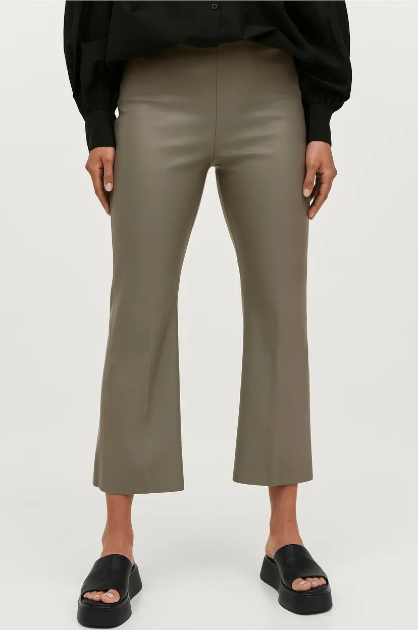Soaked In Luxury Bukse SLKaylee PU Kickflare Pants - Beige
