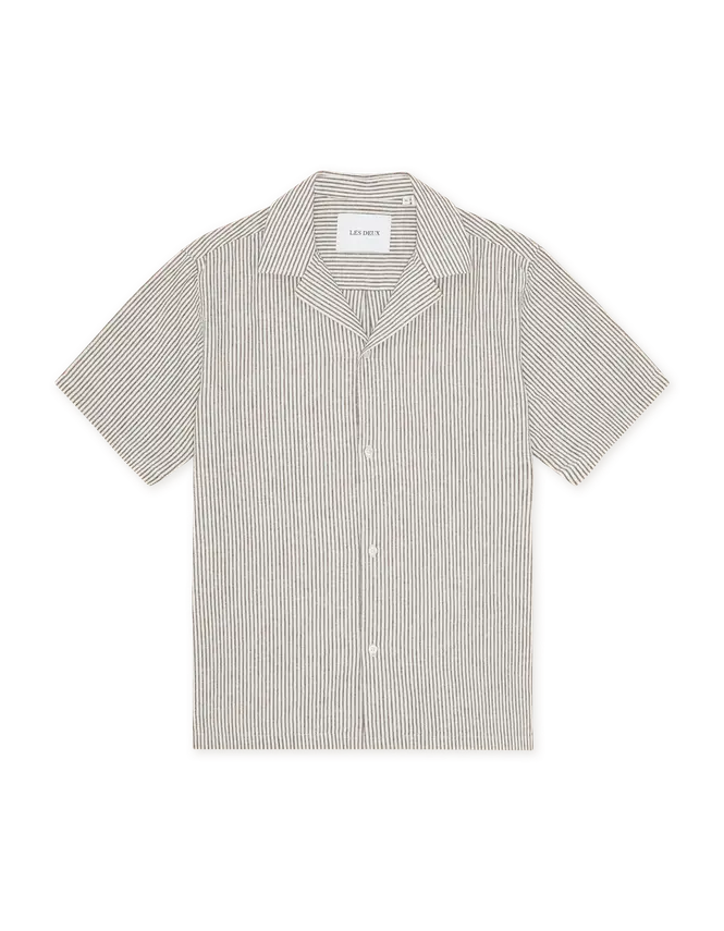Les Deux Lukas Stripe Cotton Linen SS Shirt