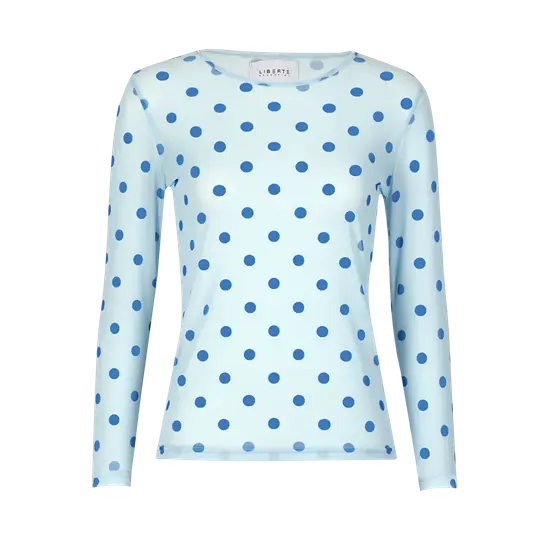Liberté essentiel Liberté - Mesh Ls Tshirt - Light Blue Dot