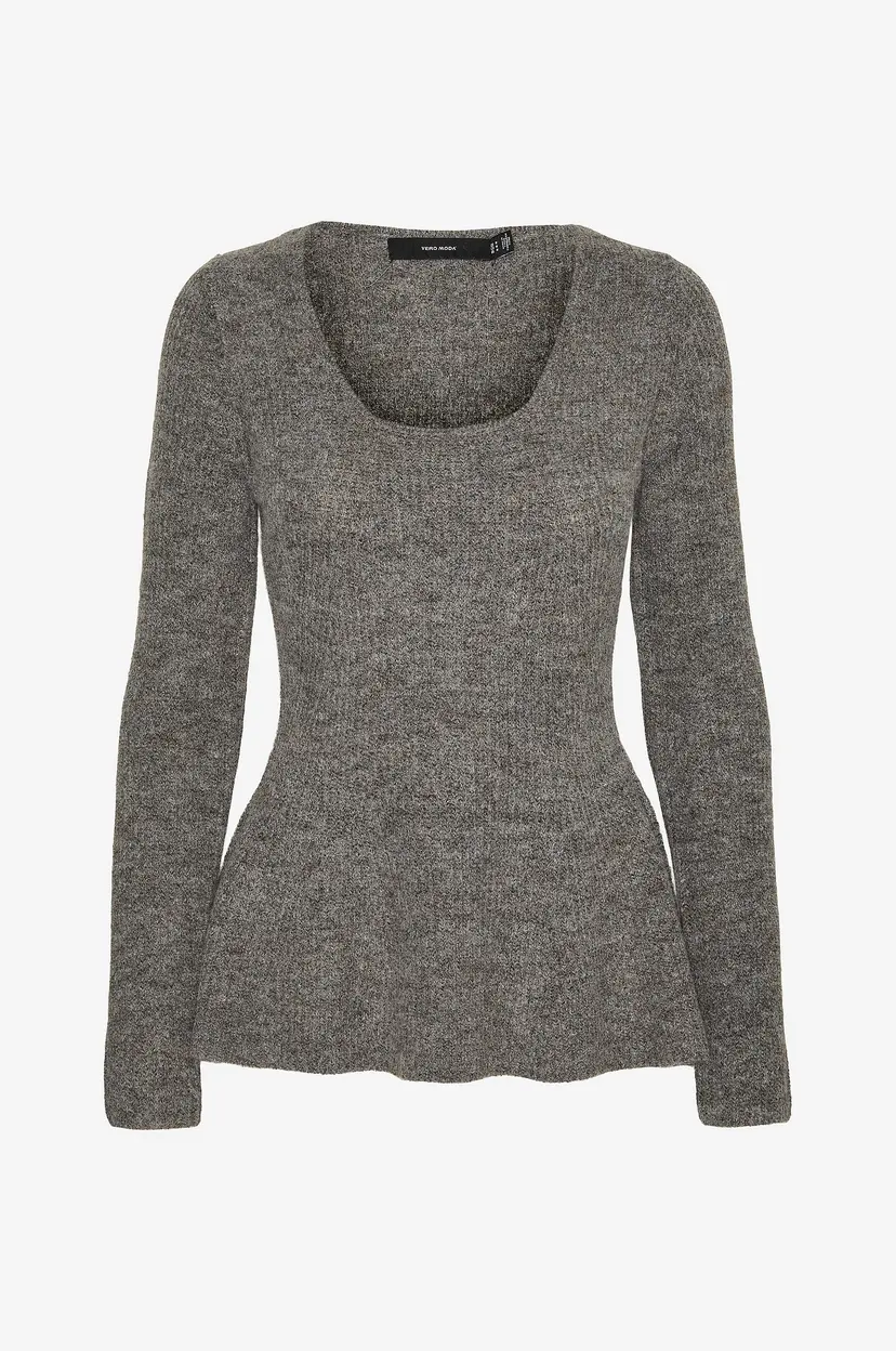 Vero Moda Pullover vmDesma LS U-neck Peplum Pullover G - Grå