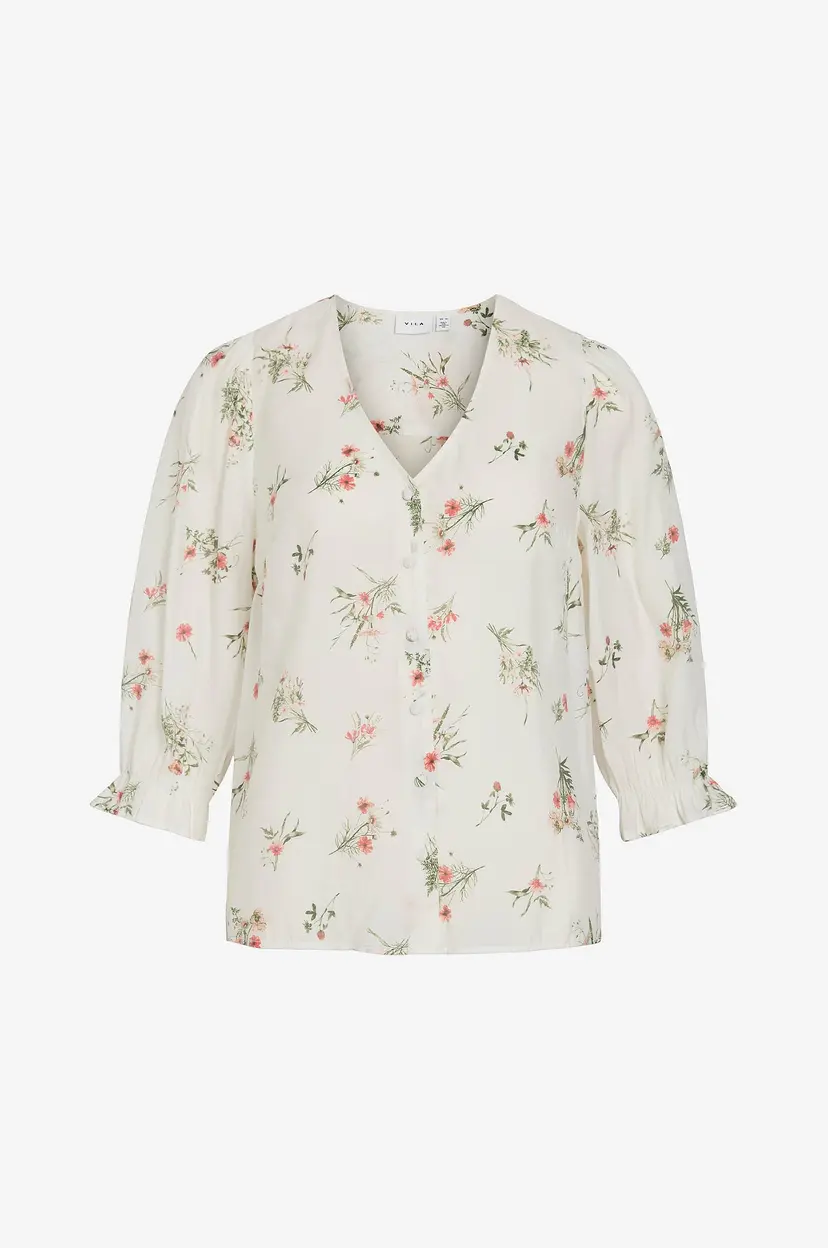 Vila Bluse viEdnana 3/4 V-neck - Hvit