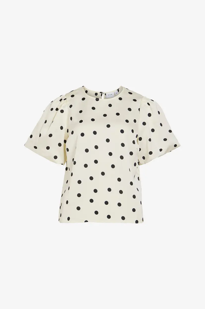 Vila Bluse viEllette 2/4 Satin Puff Top - Hvit