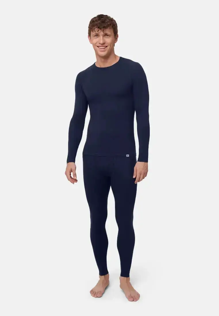DANISH ENDURANCE MERINO SKIUNDERTØJ til mænd i mørk marineblå merinould, XL