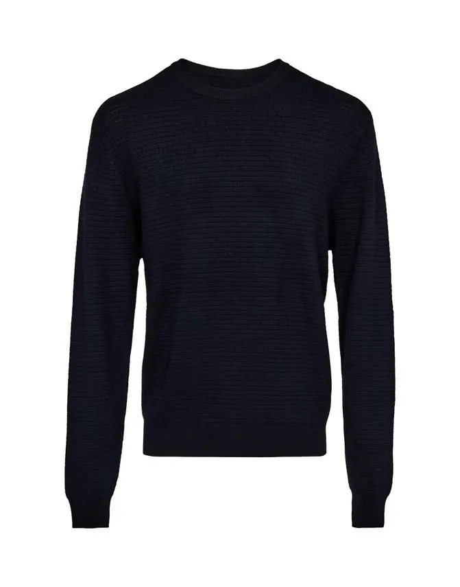 Black Blue O-neck w. structure regular fi