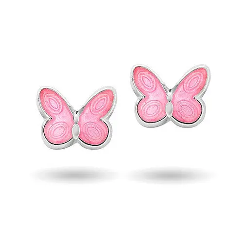 Pia&Per Pia&Per Øreringe - Pia & Per - Sommerfugle ørestikker med pink emalje - 3200601