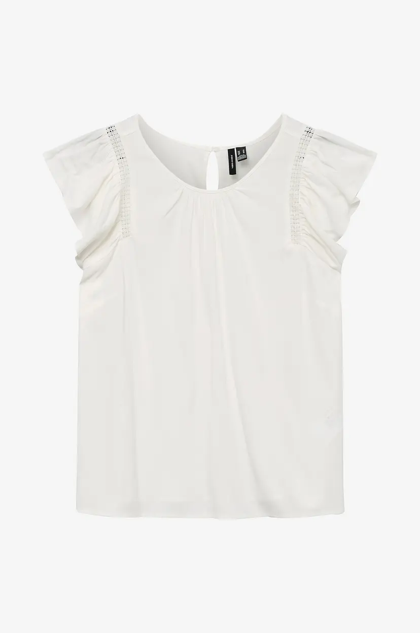 Vero Moda Topp vmBella SS Lace Top Wvn GA Noos - Hvit