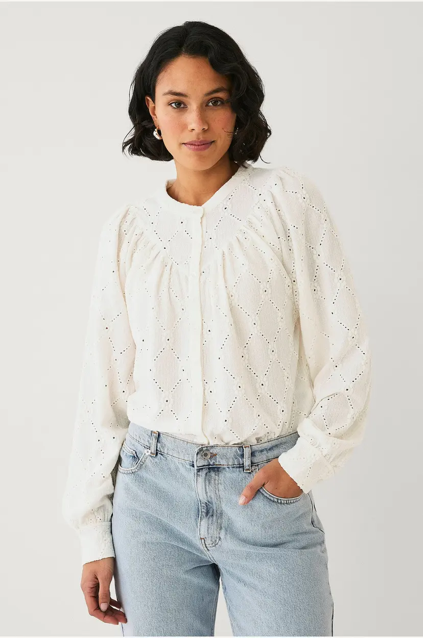 Ellos Collection Topp med blomstermønster - Hvit