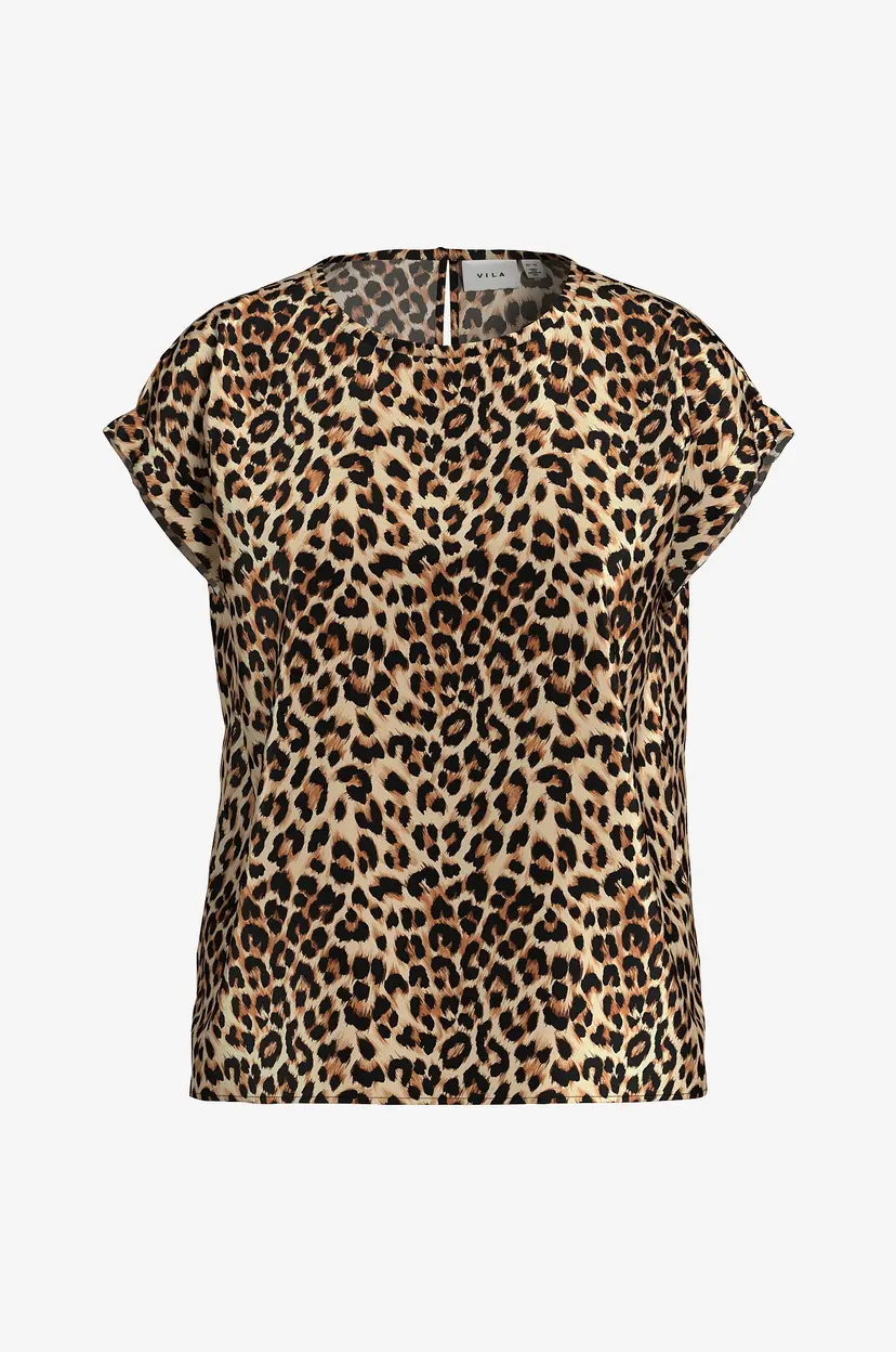 Vila Topp Viellette S/s Full Satin - Brun