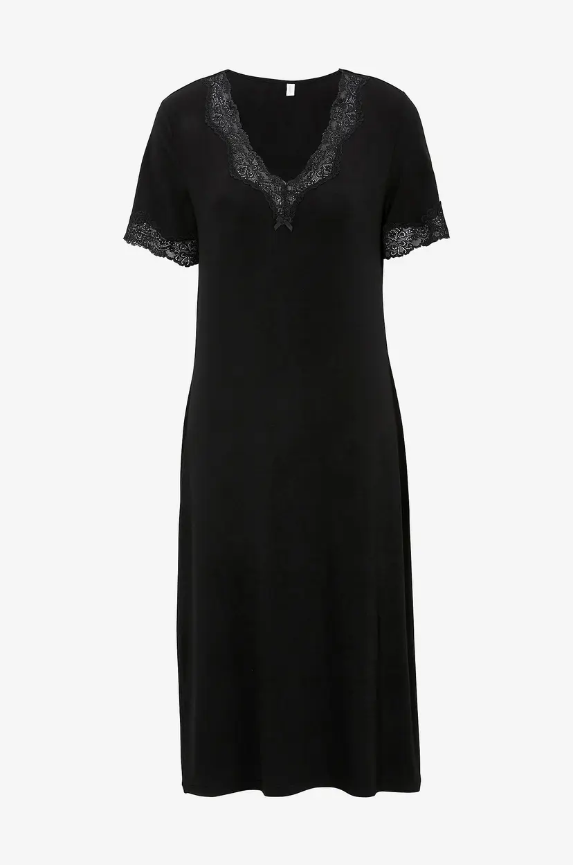 Damella Nattkjole Short Sleeve i bambusviskose - Svart
