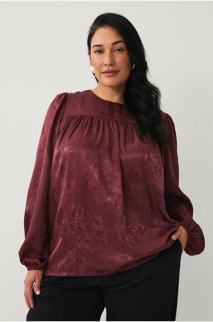 Ellos Plus collection Bluse med ballongermer - Brun