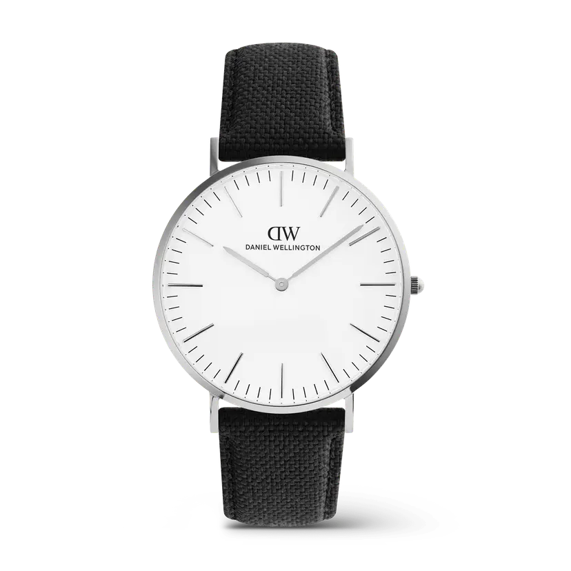 Daniel Wellington Silver 36mm Watch Classic Black Canvas | DW