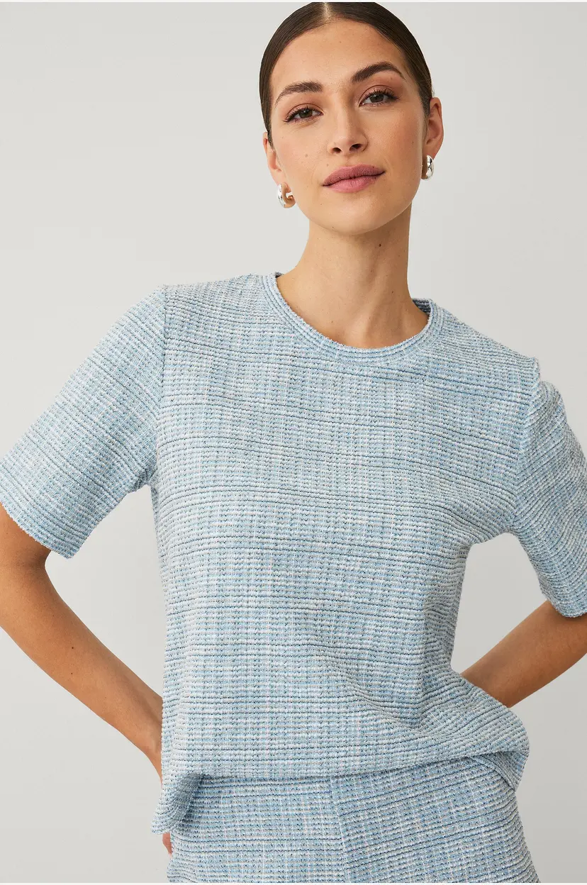 Ellos Collection Topp med bouclé-struktur - Blå