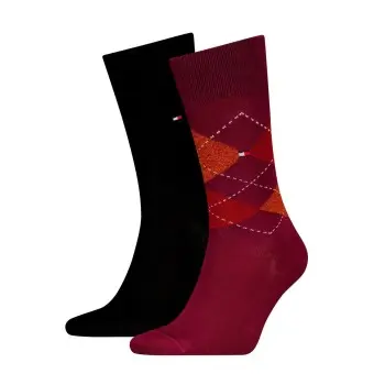 Tommy Hilfiger Tommy Hilfiger Strømper 2P Men Sock Check Rød/Svart Str 43/46 Herre