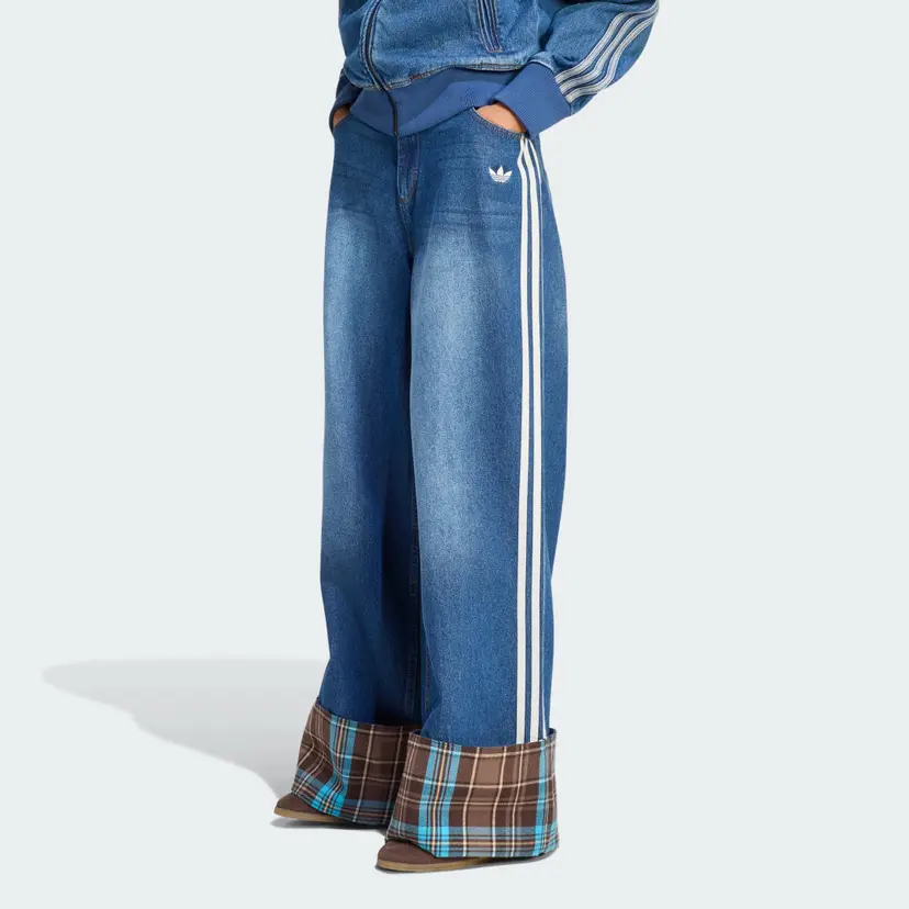 Adidas VINTAGE WIDE LEG CHECKED SEAM JEANS