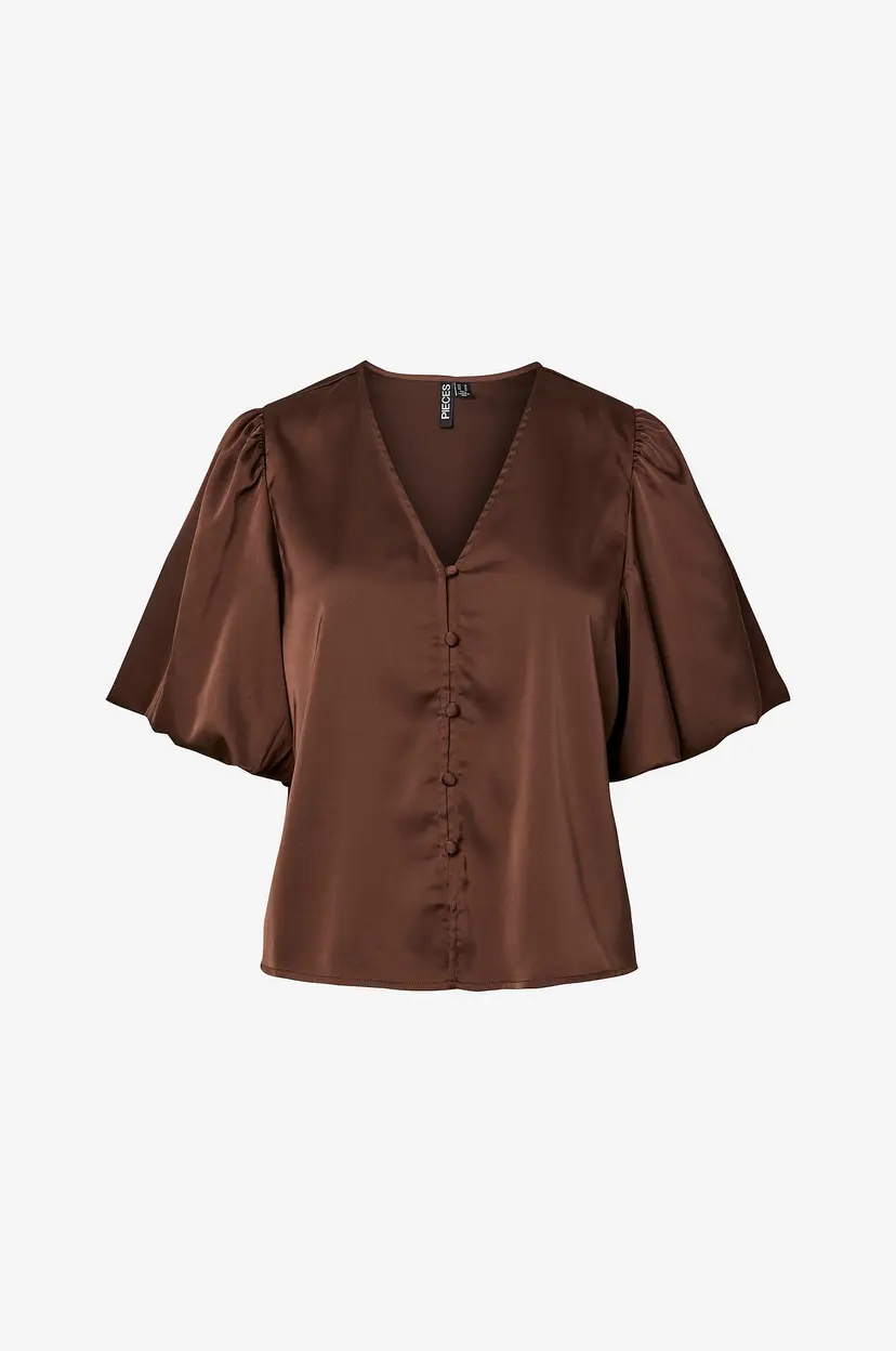 Pieces Bluse pcFayal 2/4 V-neck Top D2d Wvn D2d - Brun