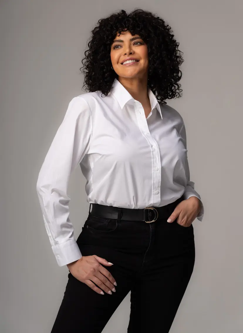 The Shirt Company COLLEEN CURVE SHIRT - White Cotton Poplin