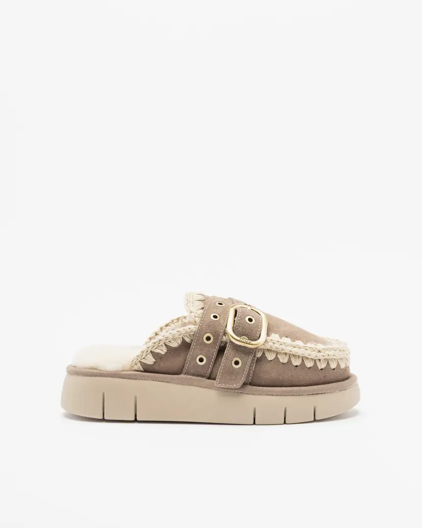 Mou Mou Bounce Clog buckle straps Taupe Clogs