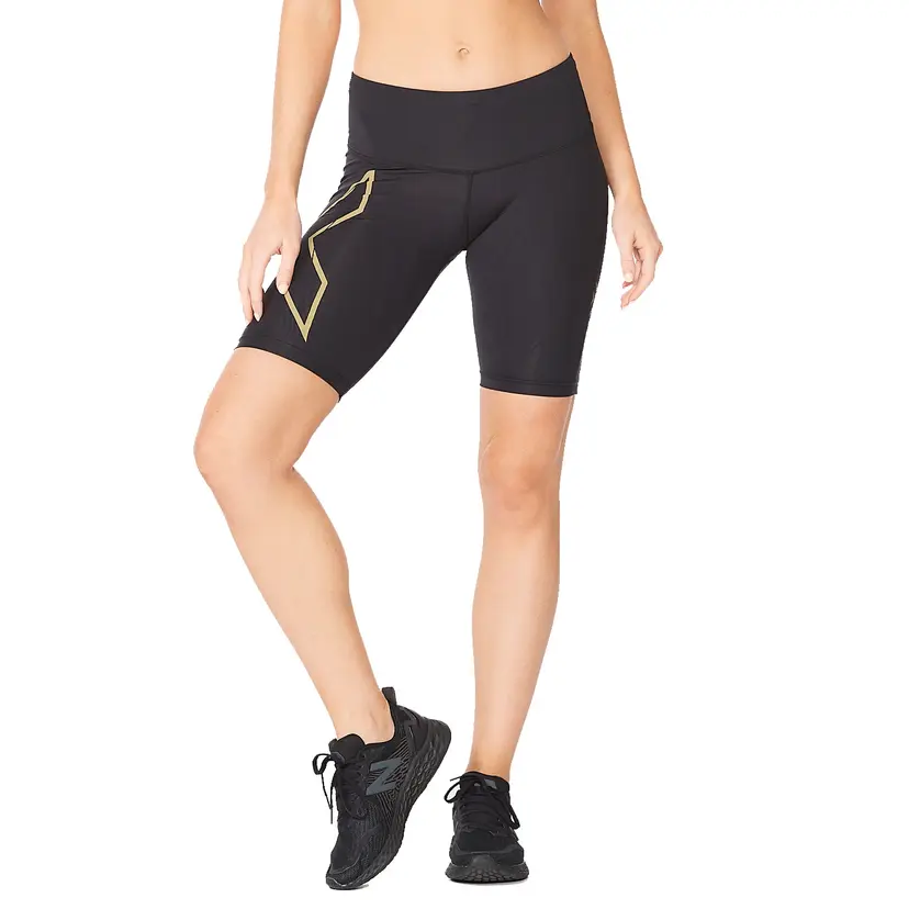 2Xu 2XU Women's Light Speed Mid-Rise Compression Shorts Black/Gold