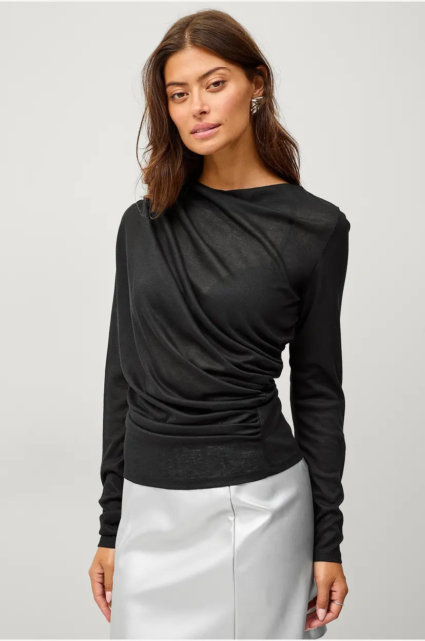 Ellos Collection Topp med drapering - Svart